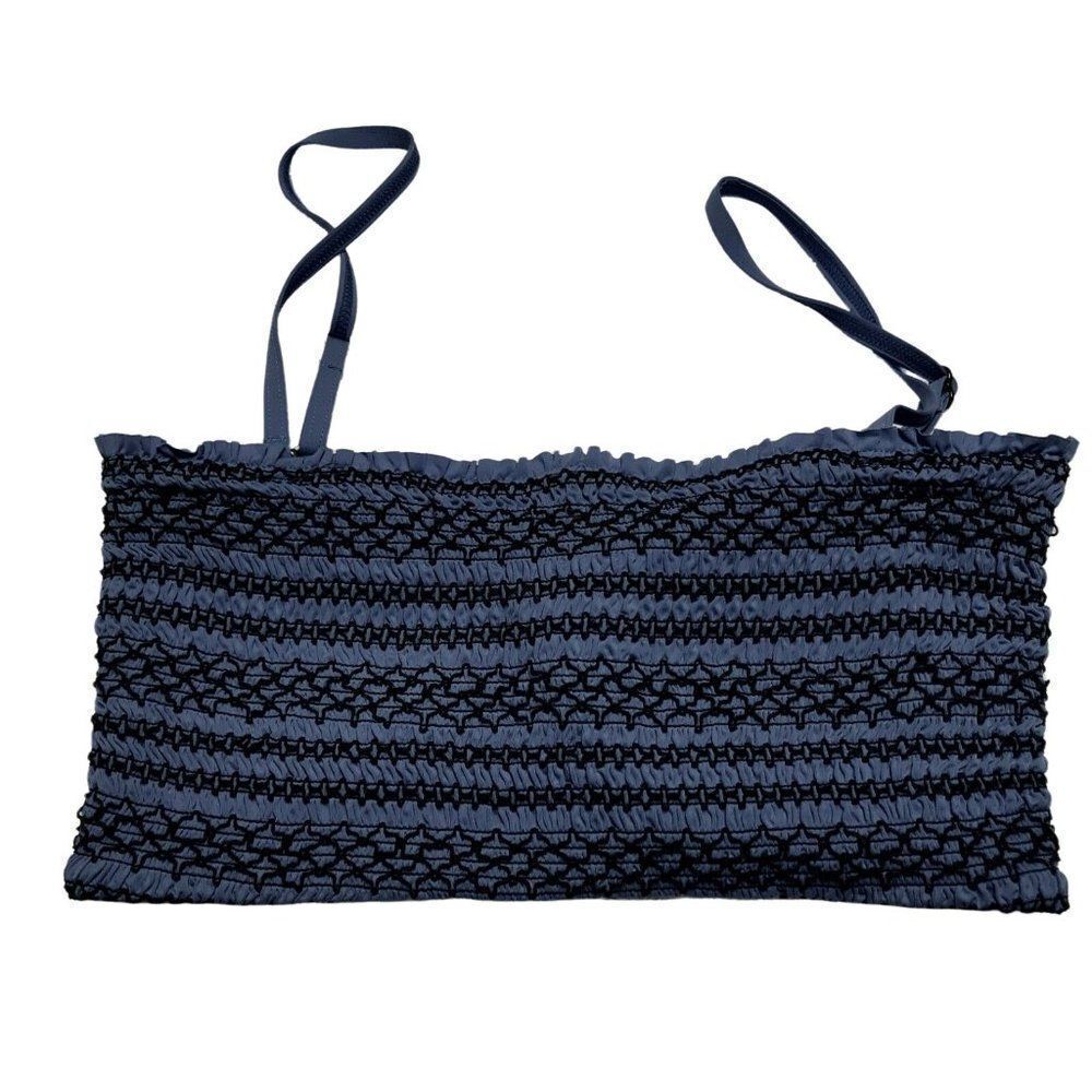 Mandalay Smocked Embroidered Dual Pattern Tube Bikini Top Sz XL NEW